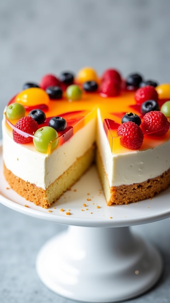 Bolo de Leite com Gelatina de Frutas
