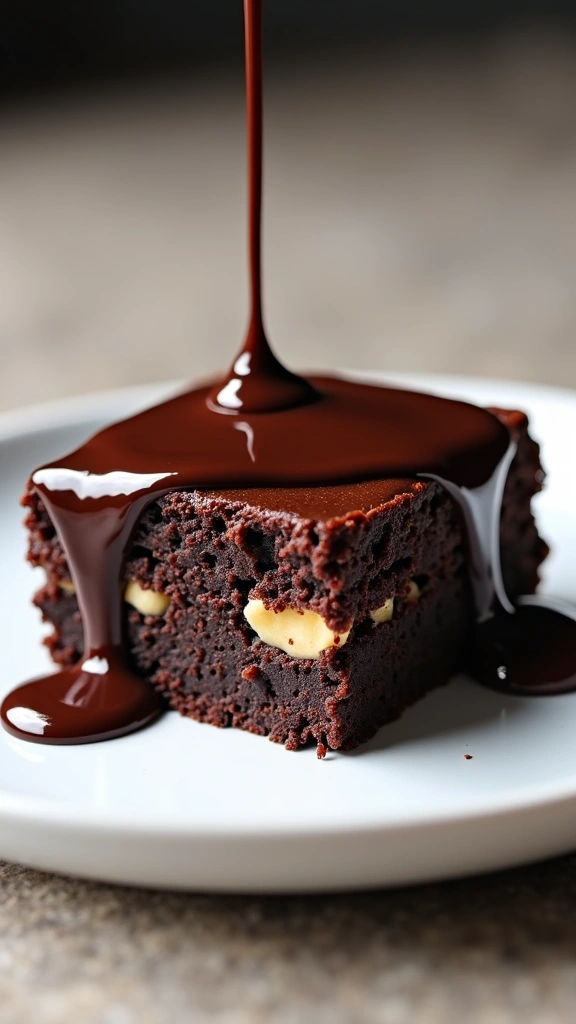 Brownie com Nozes e Calda