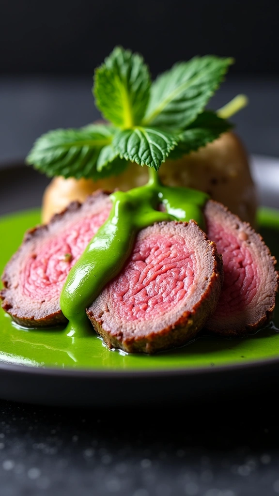Carne Assada com Molho de Hortelã