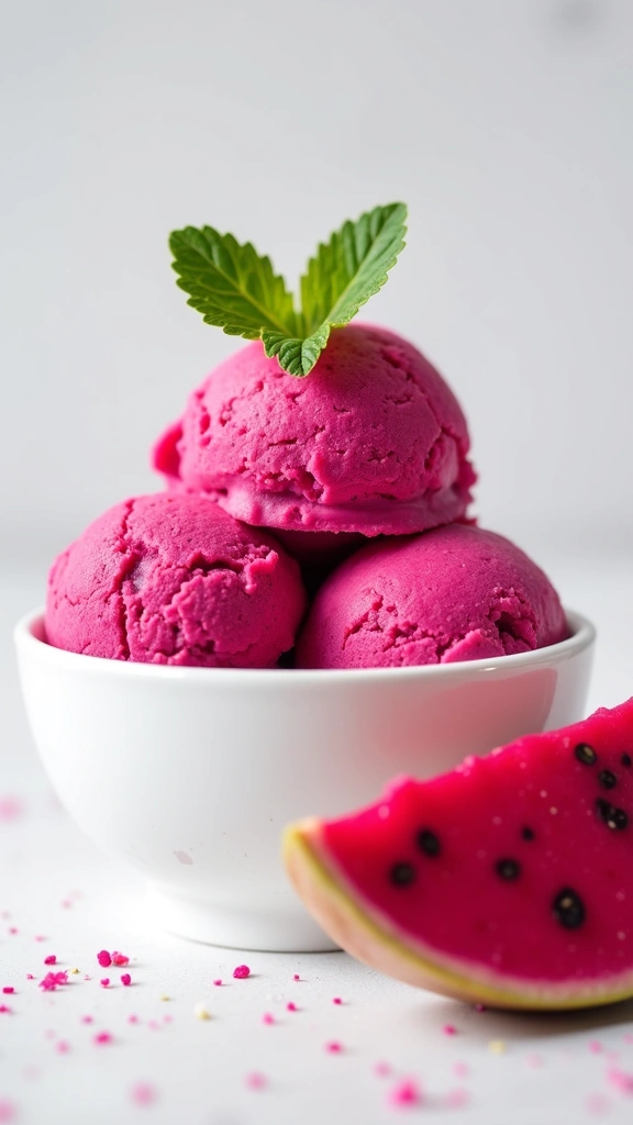 Gelado Vegan de Pitaya e Hortelã