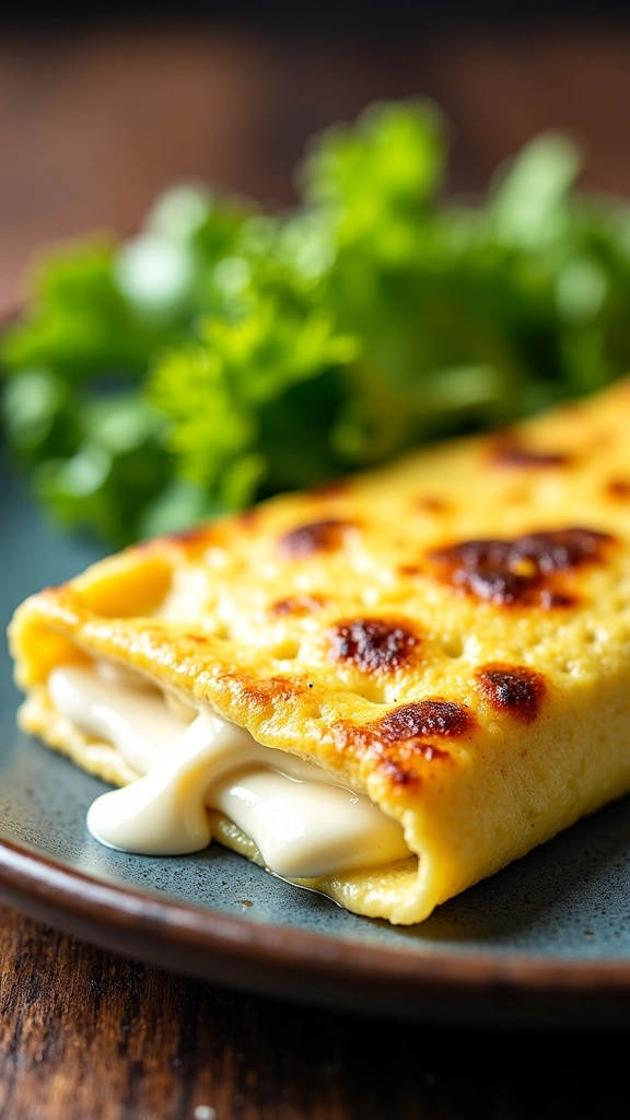 Omelete de Tapioca com Queijo Tostado