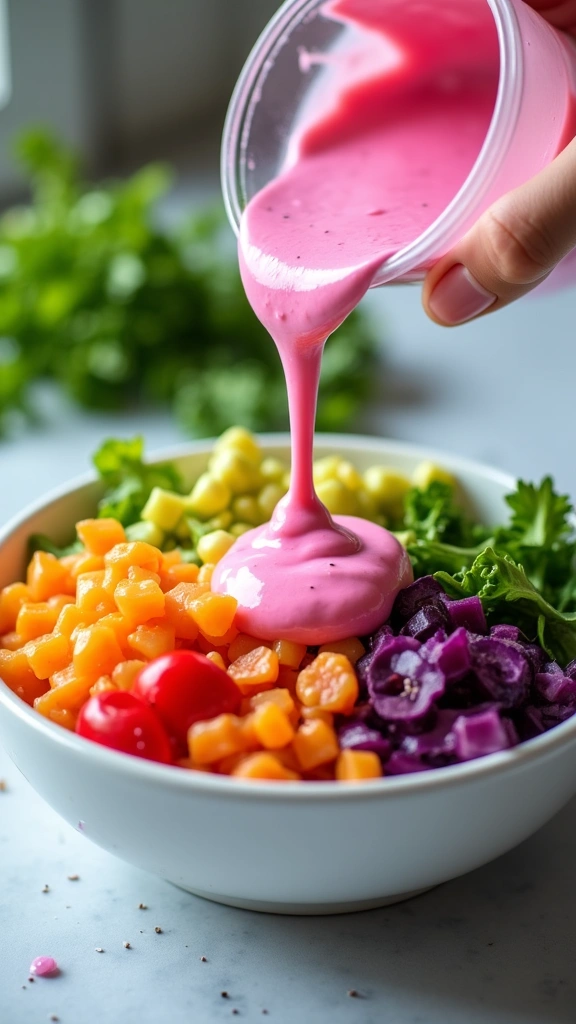 Salada Vibrante com Molho Rosa
