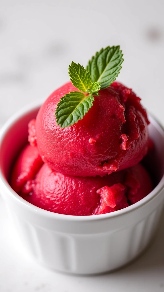 Sorbet de Framboesa com Hortelã