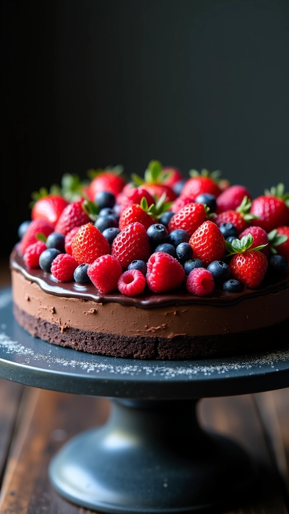 Torta de Chocolate e Frutas Vermelhas